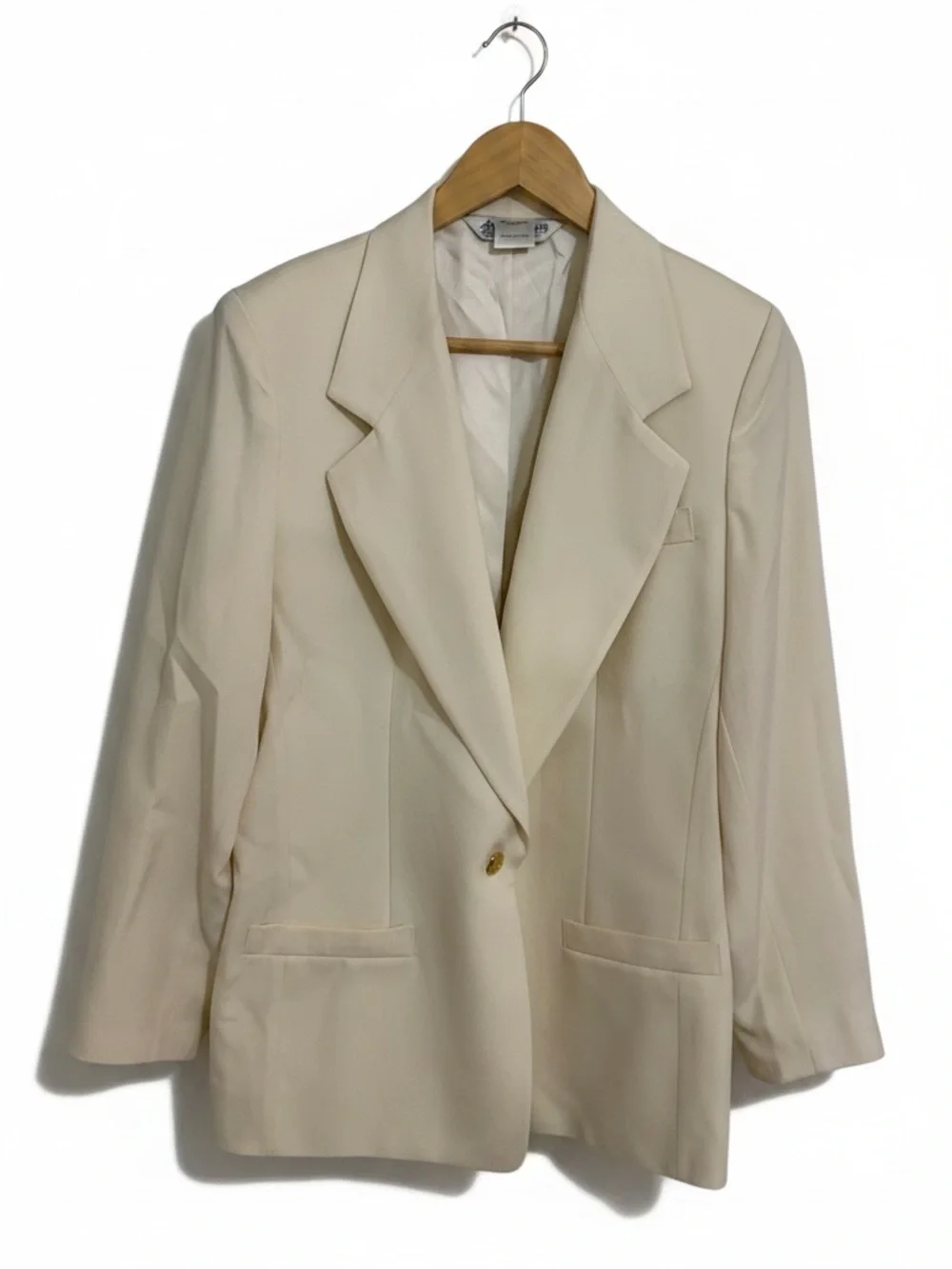 Vintage Austin Reed Women’s Blazer Size 10 Ivory 100% Worsted Wool Gold Buttons